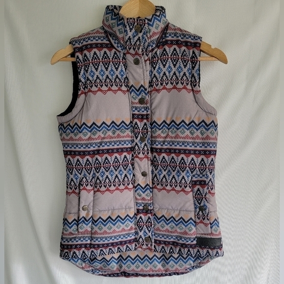 Kavu XS Insulated Vest Chevron/Aztec Button Up "Old School" Print NEW - Picture 2 of 9